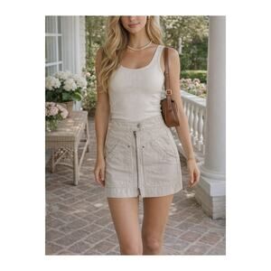 Isabel Marant Denim Skirt Womens XS Beige Mini Zip Y2k Safari Boho Quiet Luxury